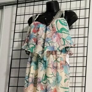 Pink and White Bubble Tiered Maxi Dress